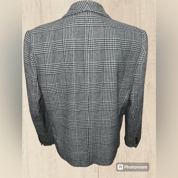Vintage Classic E.H. Woods houndstooth plaid wool blazer sz 14 - Picture 10 of 12